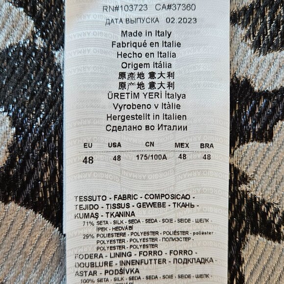 Giorgio Armani Leopard Printed Single-Breasted Blazer  3WHGG118T047D PZ01 - Picture 9 of 10